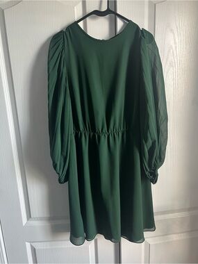 Ann Taylor green long sleeve holiday dress 12